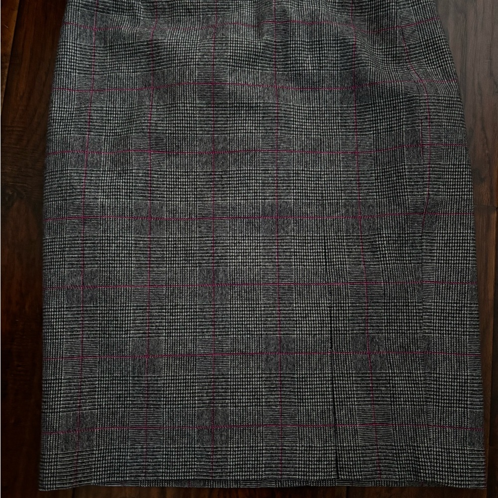 J. Crew Gray and Red Plaid Pencil Skirt